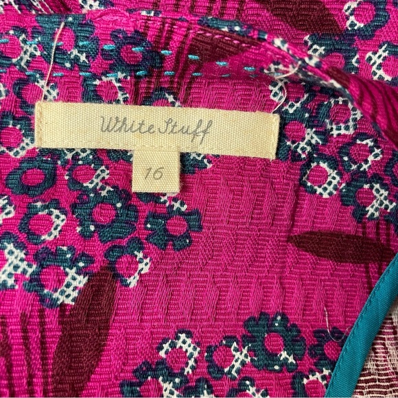 White Stuff Size 16 100% Cotton Perfect Pink Purple Vocal Floral Tunic ¾ sleeve - Picture 12 of 15